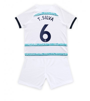 Chelsea Thiago Silva #6 Bortedraktsett Barn 2022-23 Kortermet (+ Korte bukser)
